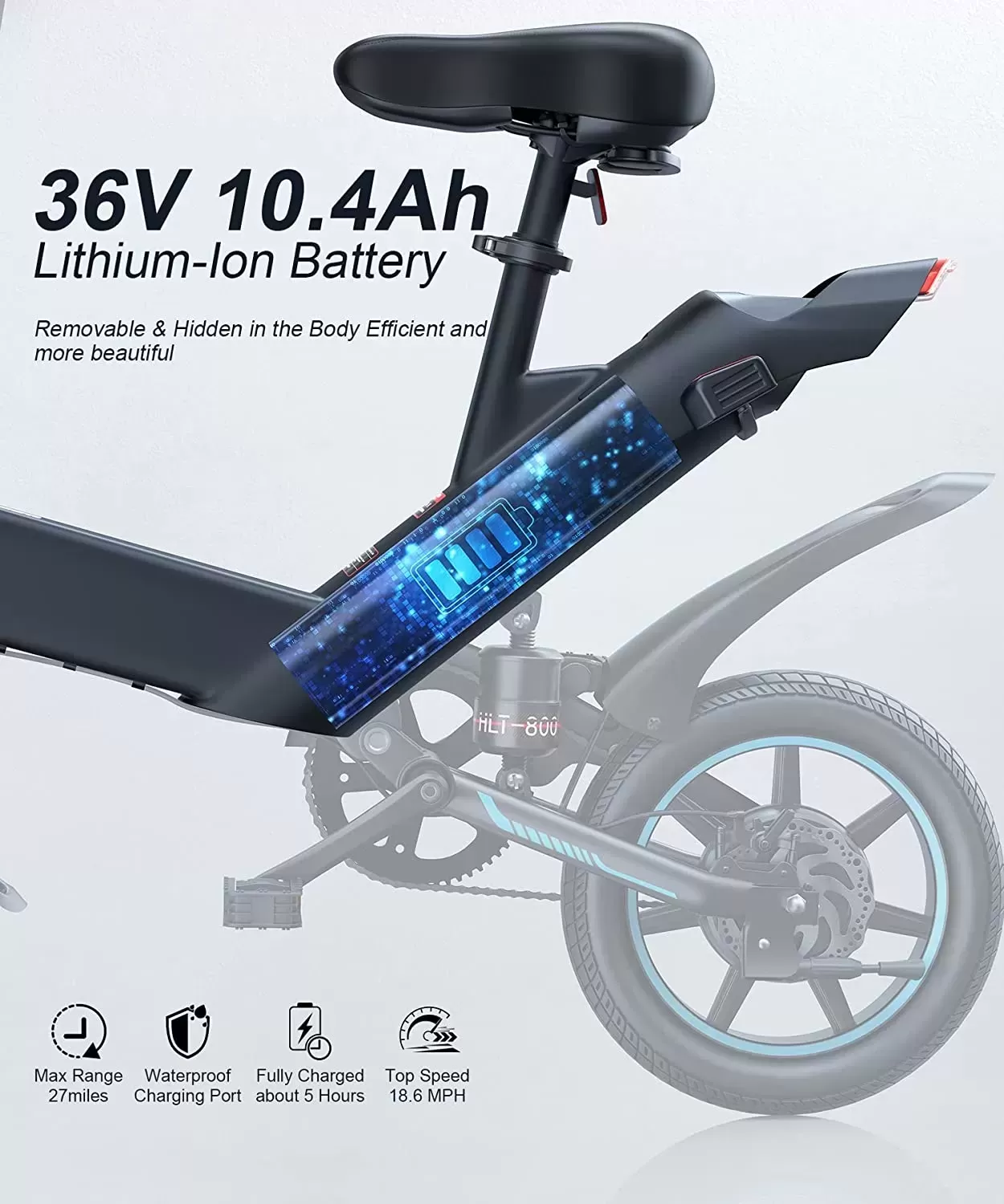Sailnovo Electric Bike, Electric Bicycle with 18.5mph Electric Bikes for Adults Teens E Bike with Pedals, 14