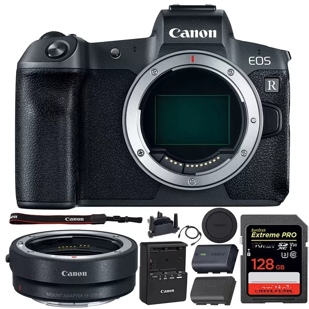 Canon EOS R Mirrorless Digital Camera | Body Only + Mount Adapter + Battery + 128GB Memory Card Bundle