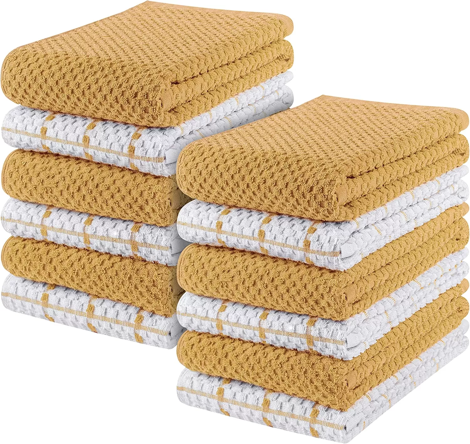 Kitchen Towels 12 Pack, 15 x 25 Inches, 100% Ring Spun Cotton Super Soft and Absorbent Linen Dish Towels, Tea Towels and Bar Towels Set (Black)