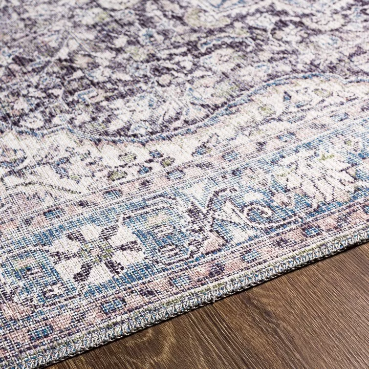 Bria Machine Washable Oriental Dusty Sage/Olive Area Rug
