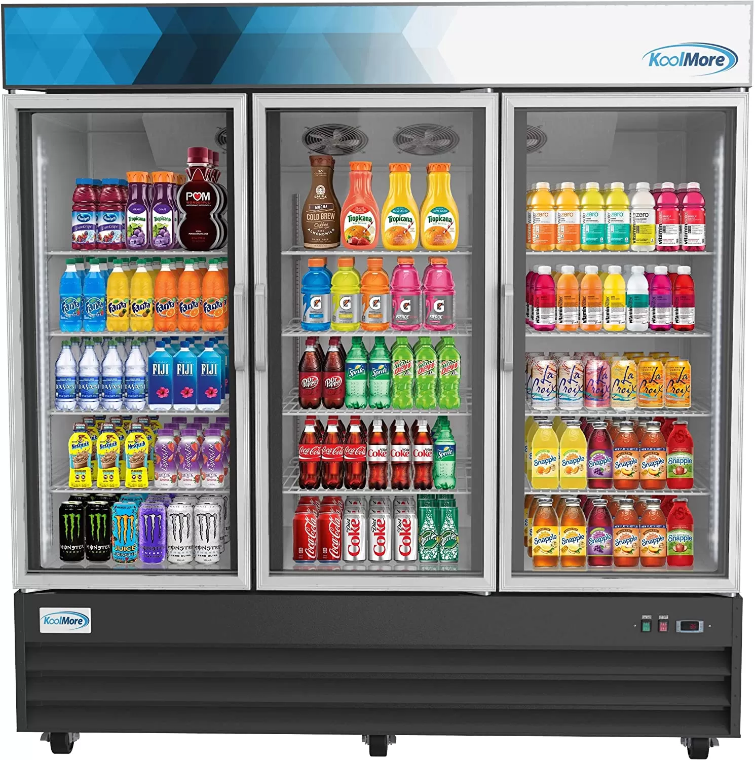 KoolMore Commercial One Glass Door Display Upright Beverage Refrigerator Cooler Merchandiser - 12 Cu. Ft [Black] (MDR-1GD-12C)
