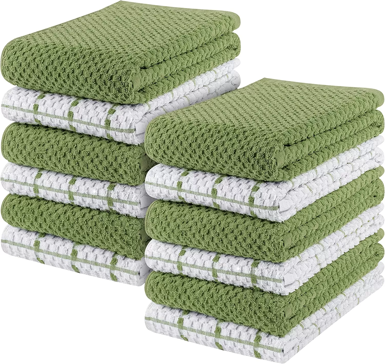 Kitchen Towels 12 Pack, 15 x 25 Inches, 100% Ring Spun Cotton Super Soft and Absorbent Linen Dish Towels, Tea Towels and Bar Towels Set (Black)