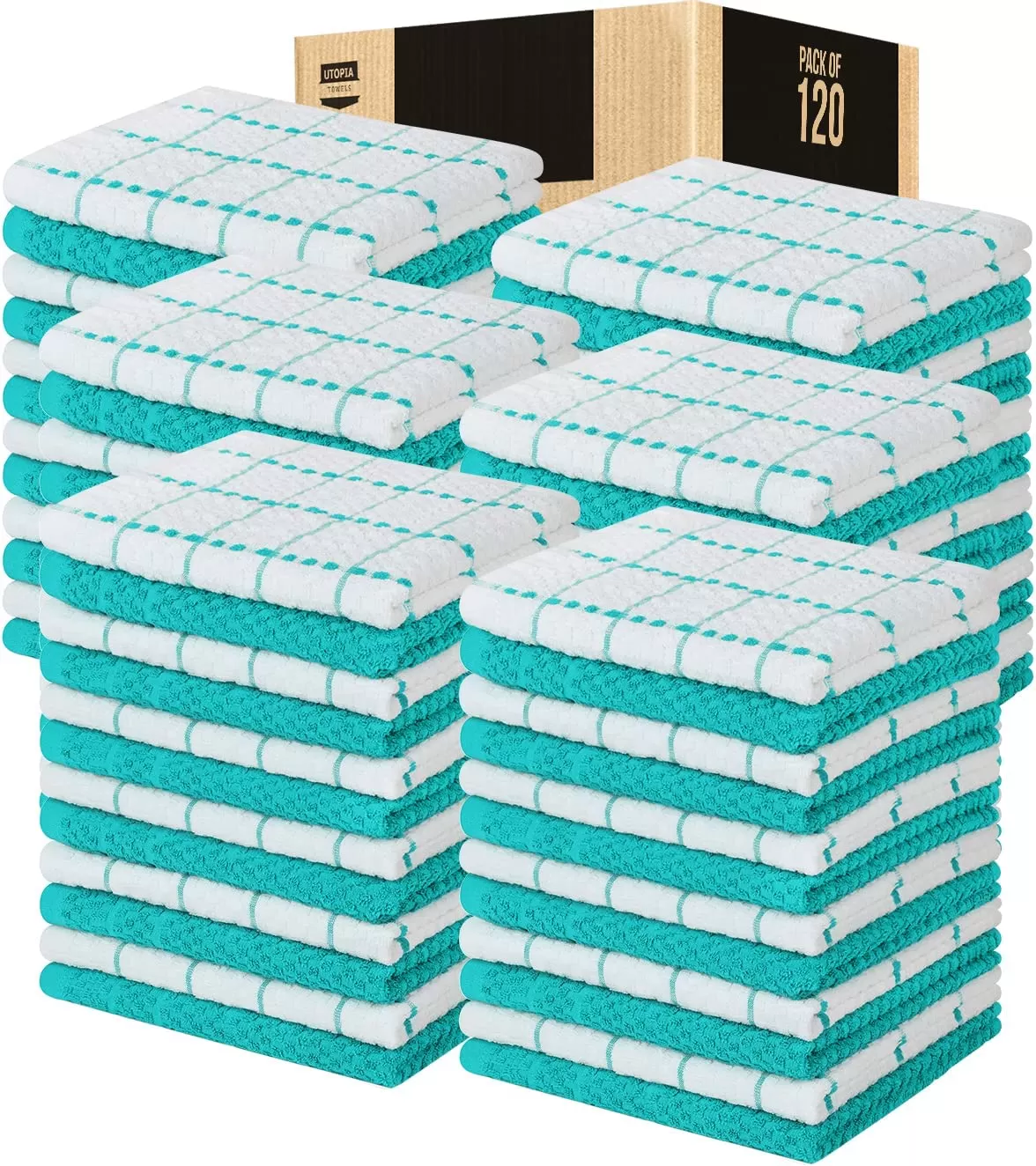 Kitchen Towels 12 Pack, 15 x 25 Inches, 100% Ring Spun Cotton Super Soft and Absorbent Linen Dish Towels, Tea Towels and Bar Towels Set (Black)