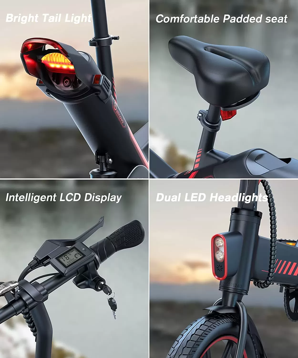Sailnovo Electric Bike, Electric Bicycle with 18.5mph Electric Bikes for Adults Teens E Bike with Pedals, 14