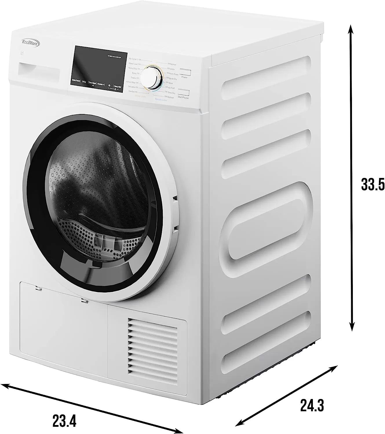 KoolMore FLW-3CWH Front Load Machine, 2.7 Cu. Ft, Space Saving Unit with 20-Minute Quick, 12 Washing Cycles, Quiet Inverter Motor [120V],