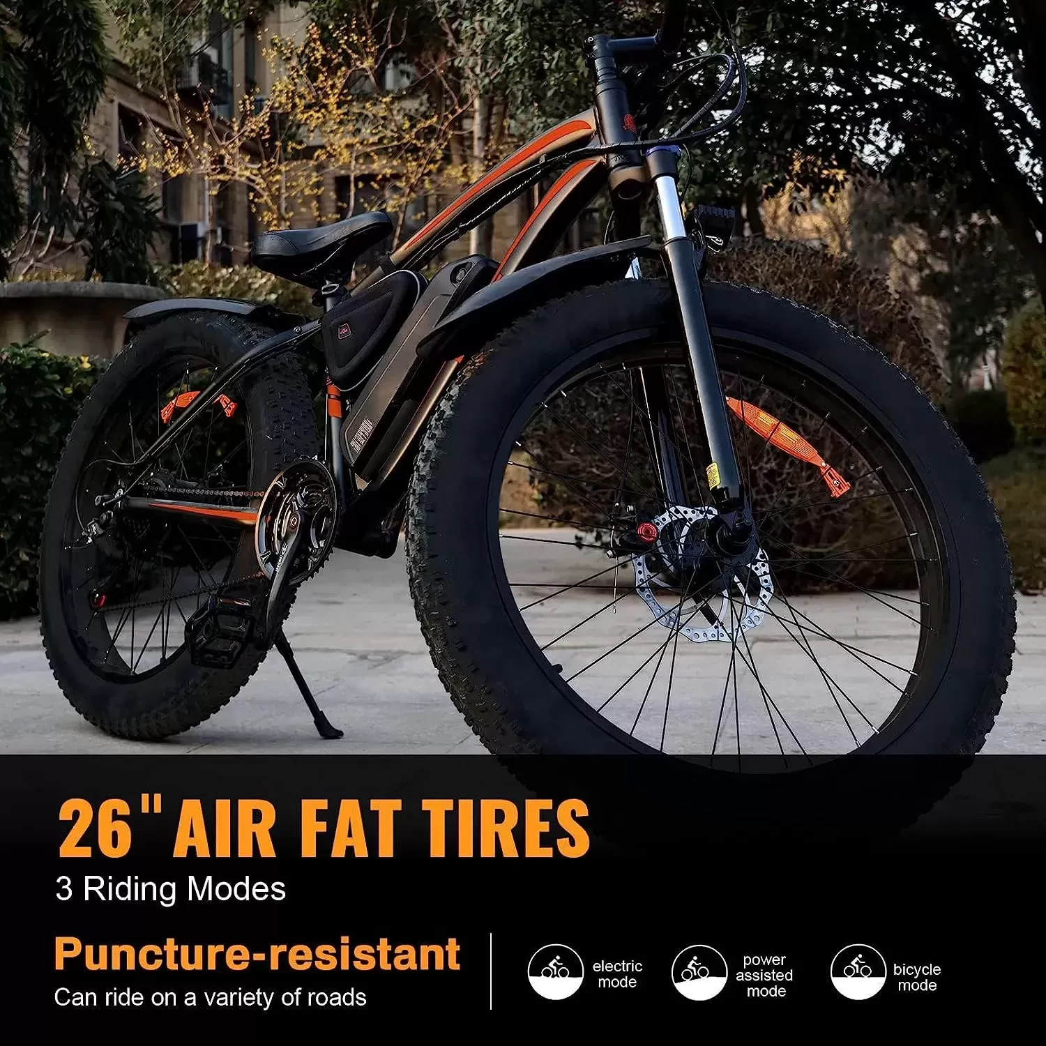 BFISPORT EB26 Electric Bike for Adults 750W/Peak 1000W Electric Bicycle 48V 15AH LG Battery Electric Bike 26