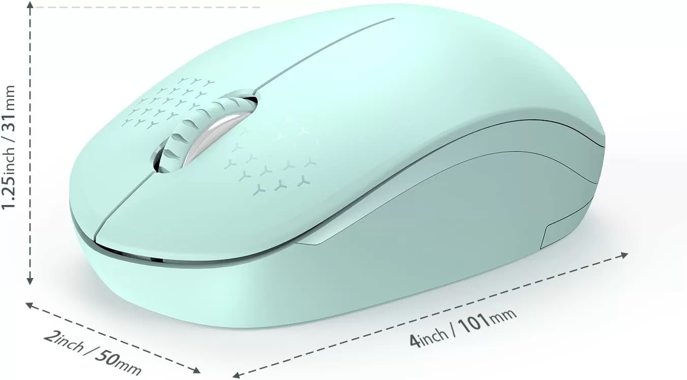 seenda Wireless Mouse, 2.4G Noiseless Mouse with USB Receiver - Portable Computer Mice for PC, Tablet, Laptop with Windows System - Mint Green