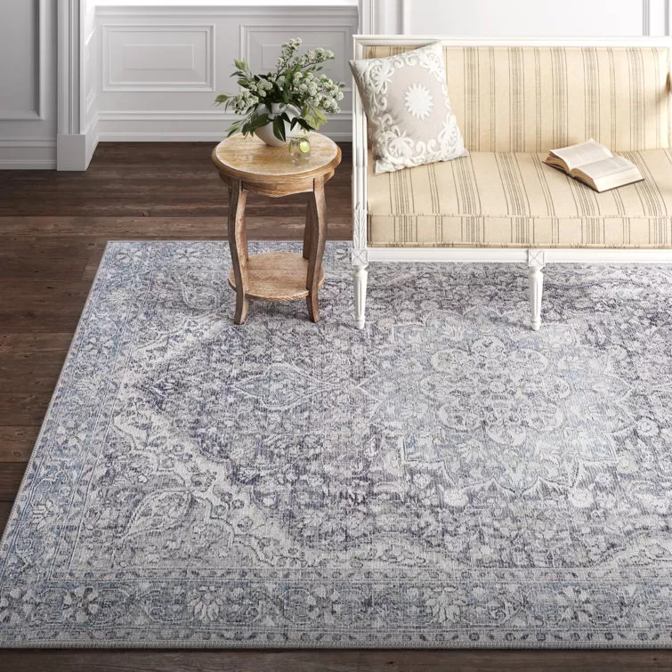 Bria Machine Washable Oriental Dusty Sage/Olive Area Rug