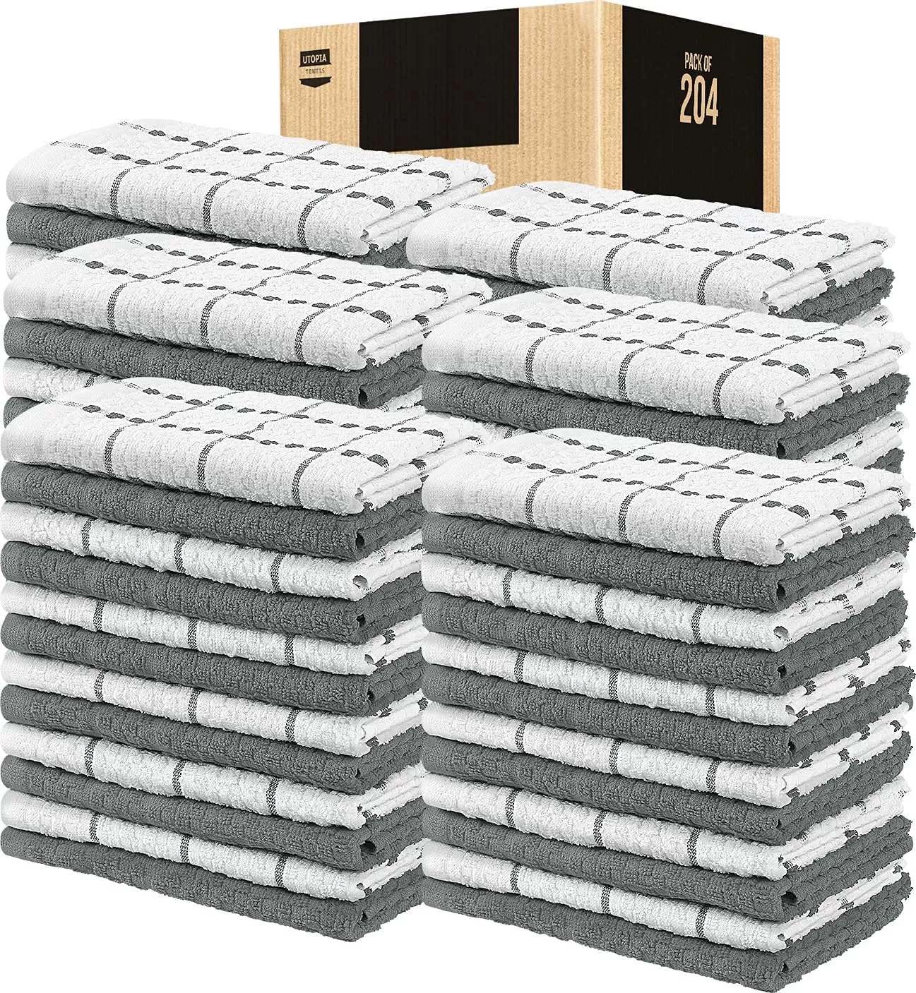 Kitchen Towels 12 Pack, 15 x 25 Inches, 100% Ring Spun Cotton Super Soft and Absorbent Linen Dish Towels, Tea Towels and Bar Towels Set (Black)