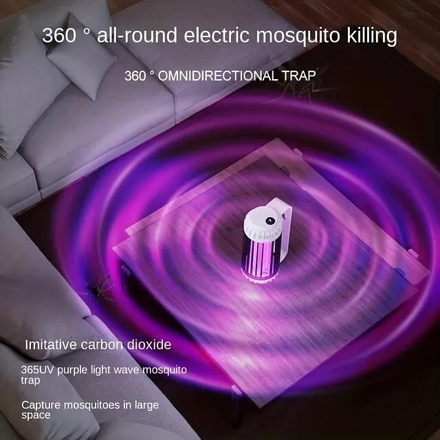 Mosquito Trap Electric USB Portable Silent Killer Lamp Electric Bug Zapper Inhalation Mosquito Killer Lamp Household Outdoor Rechargeable Mosquito Trap Wall Mountable Desktop Friendly