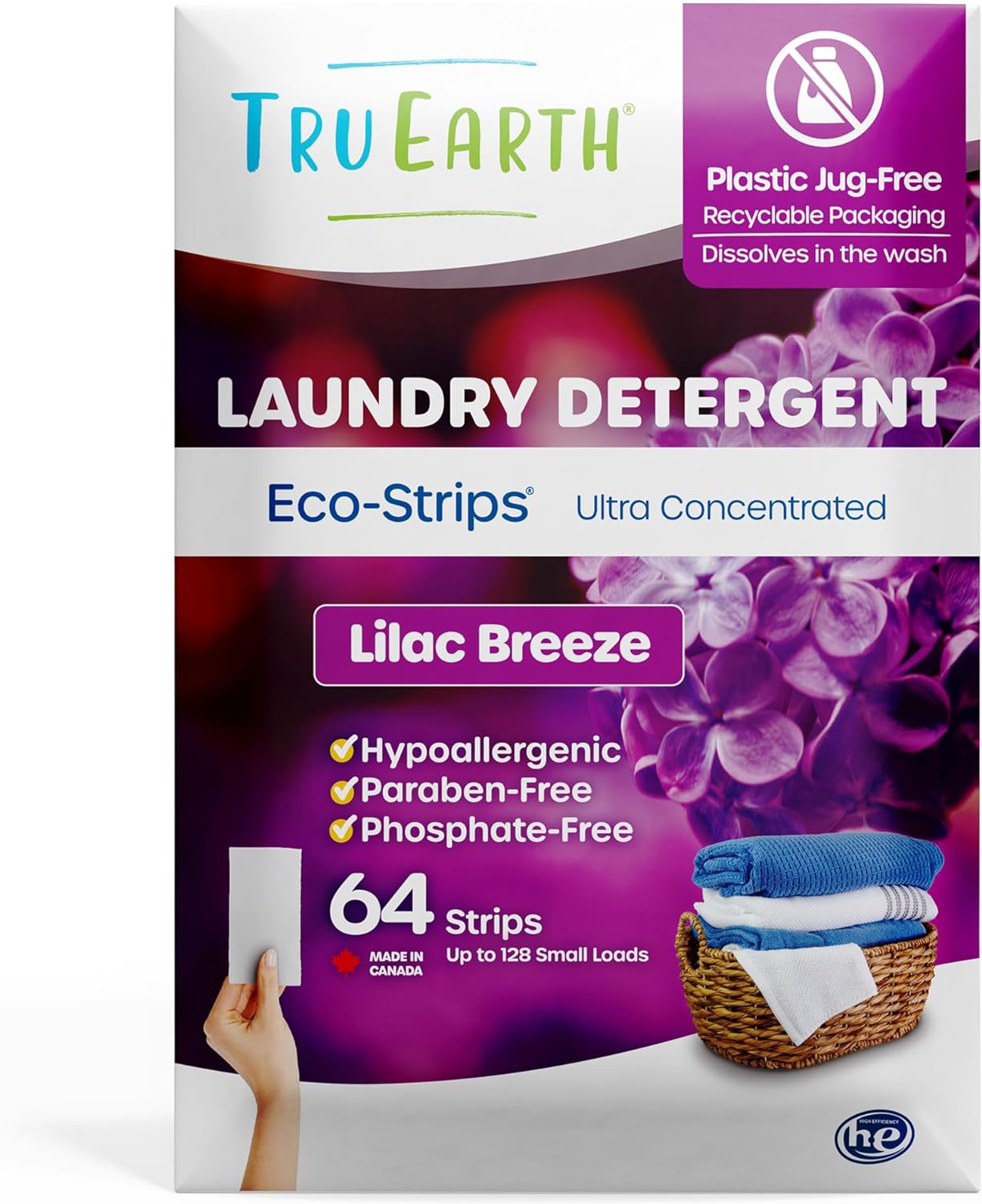 Tru Earth Compact Dry Laundry Detergent Sheets - Up to 128 Loads (64 Sheets) - Paraben-Free, Plastic-Free - Original Eco-Strip Liquidless Laundry Detergent, Travel Laundry Sheets - Fresh Linen