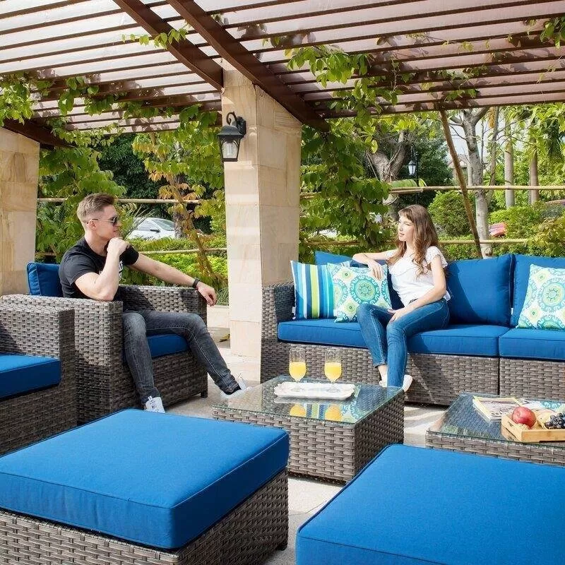 Cassville Wicker/Rattan 8 - Person Seating Group with Cushions