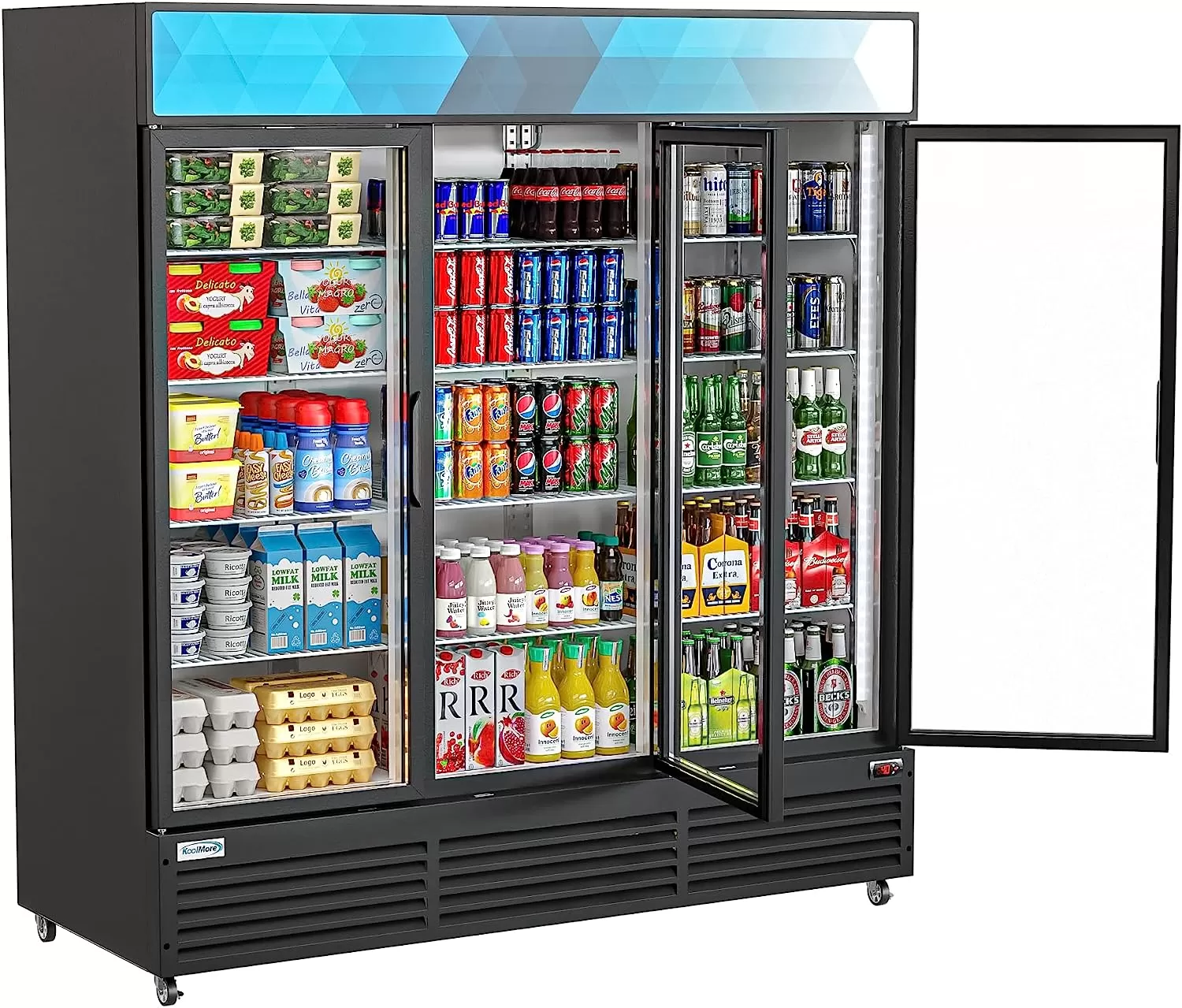 KoolMore Commercial One Glass Door Display Upright Beverage Refrigerator Cooler Merchandiser - 12 Cu. Ft [Black] (MDR-1GD-12C)