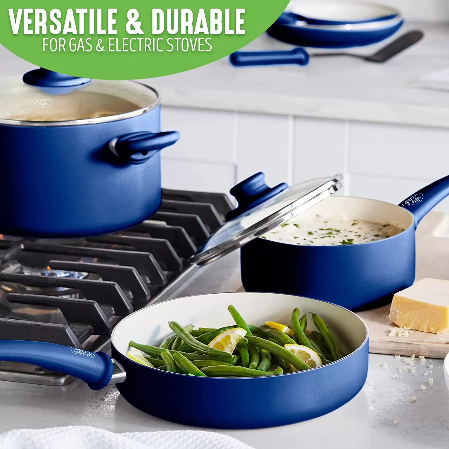 Healthy Ceramic Nonstick, 16 Piece Cookware Pots