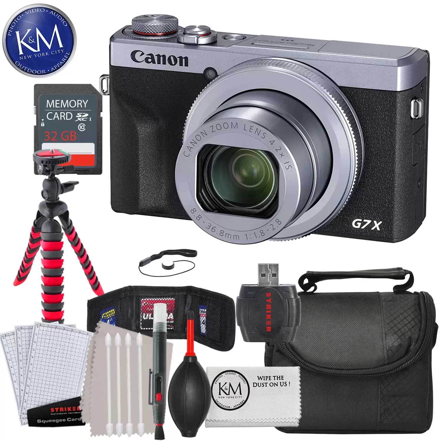 Canon PowerShot G7 X Mark III Digital Camera | Silver w/ 32GB Memory and Striker Essential Bundle