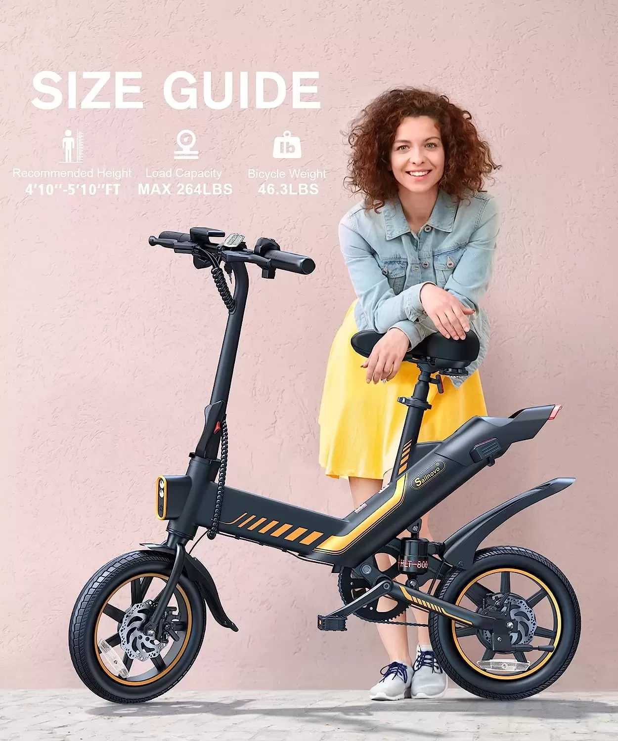 Sailnovo Electric Bike, Electric Bicycle with 18.5mph Electric Bikes for Adults Teens E Bike with Pedals, 14