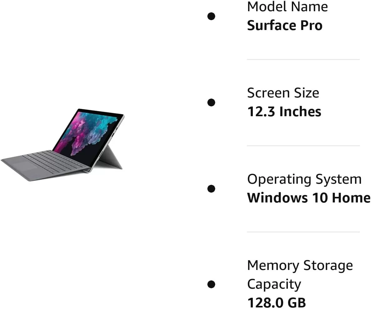 Surface Pro 6 (Intel Core i5, 8GB RAM, 256GB) - Newest Version (Renewed)