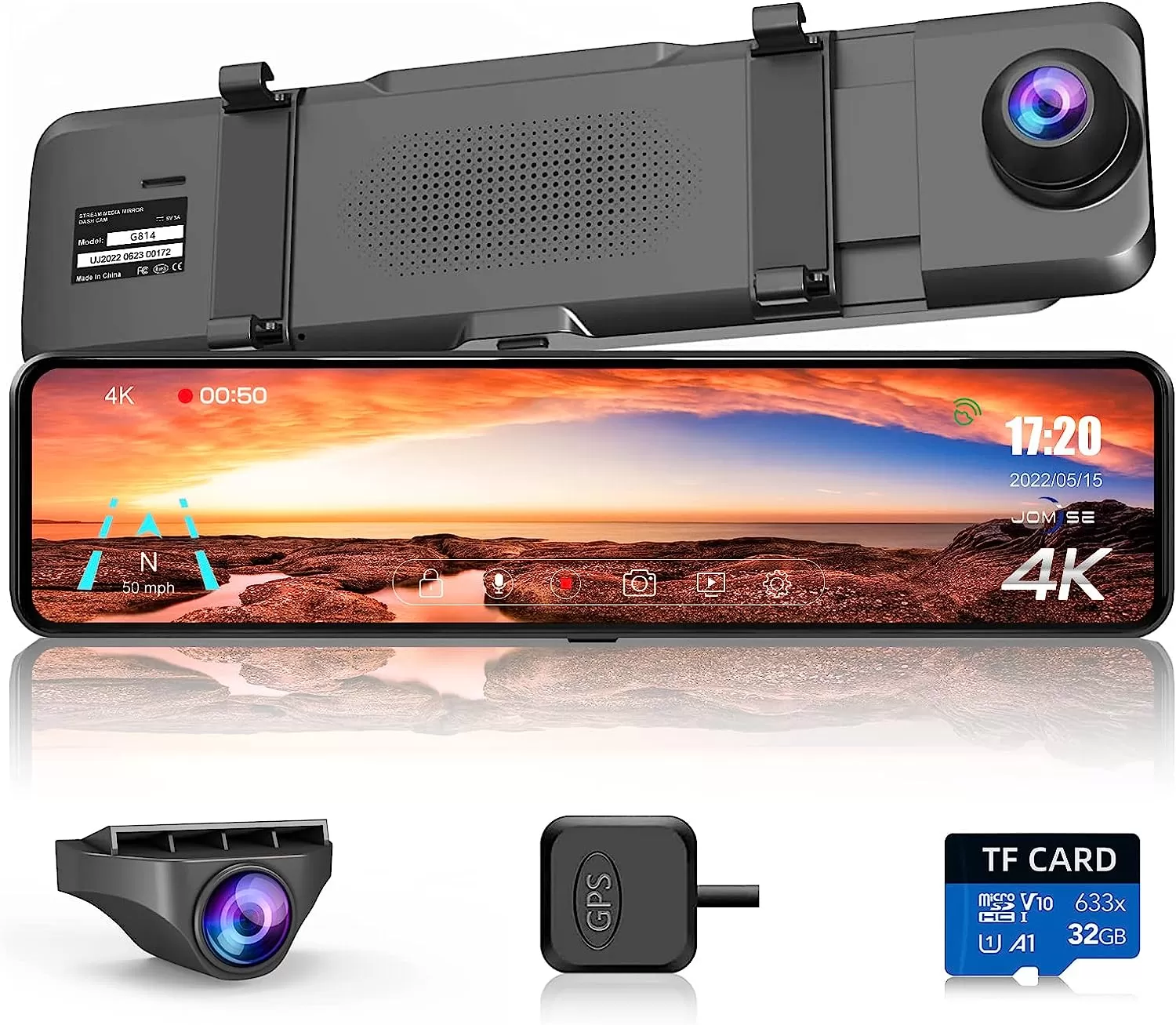 JOMISE 4K Mirror Dash Cam, 11
