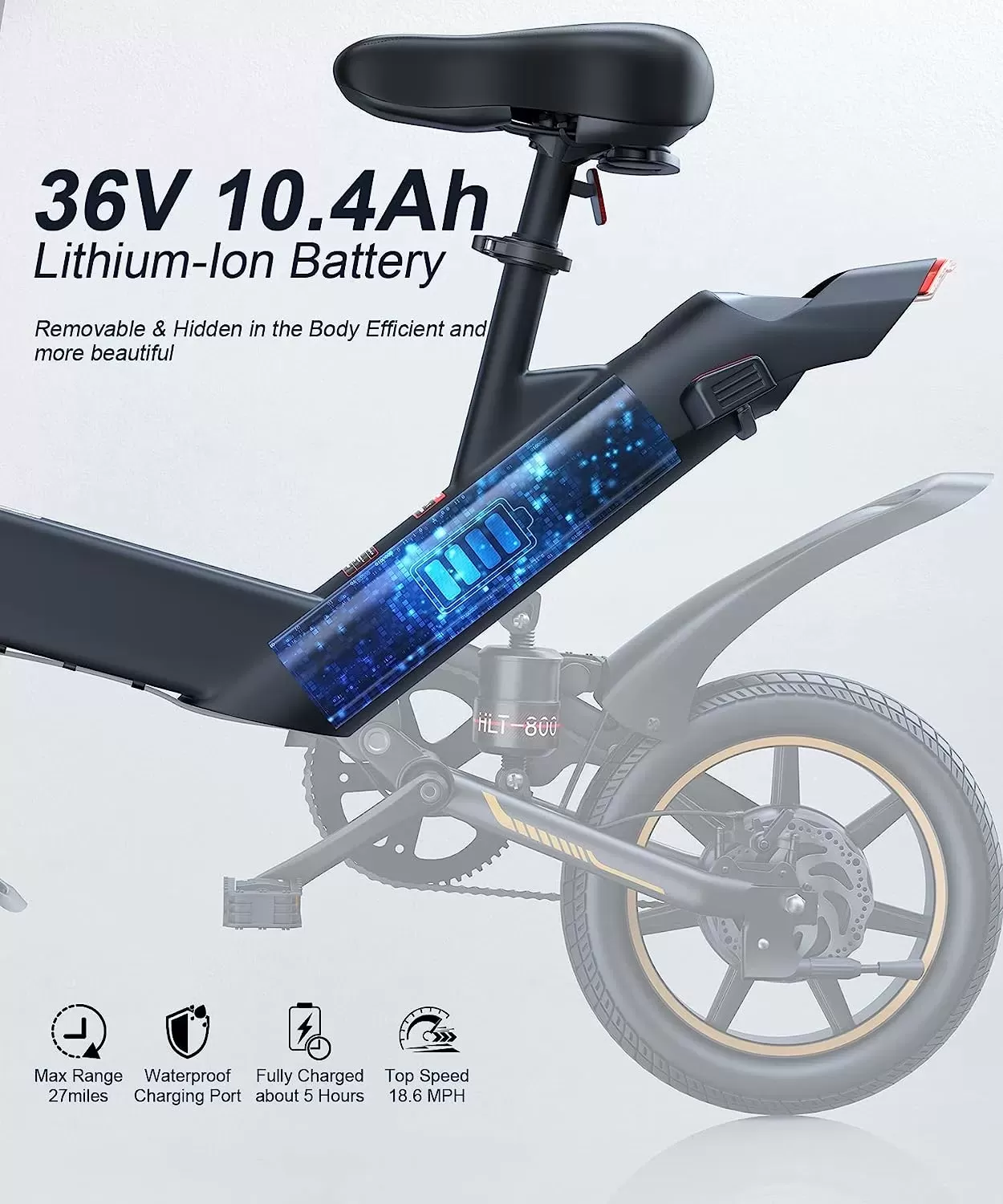 Sailnovo Electric Bike, Electric Bicycle with 18.5mph Electric Bikes for Adults Teens E Bike with Pedals, 14