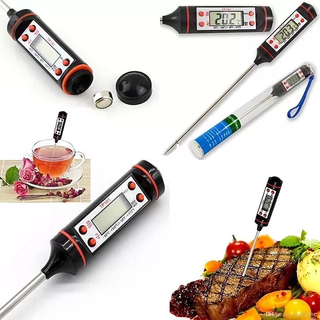 1pcs Meat Thermometer Digital BBQ Thermometer Electronic Cooking Food Thermometer Probe Water Milk Kitchen Oven Thermometer Tools