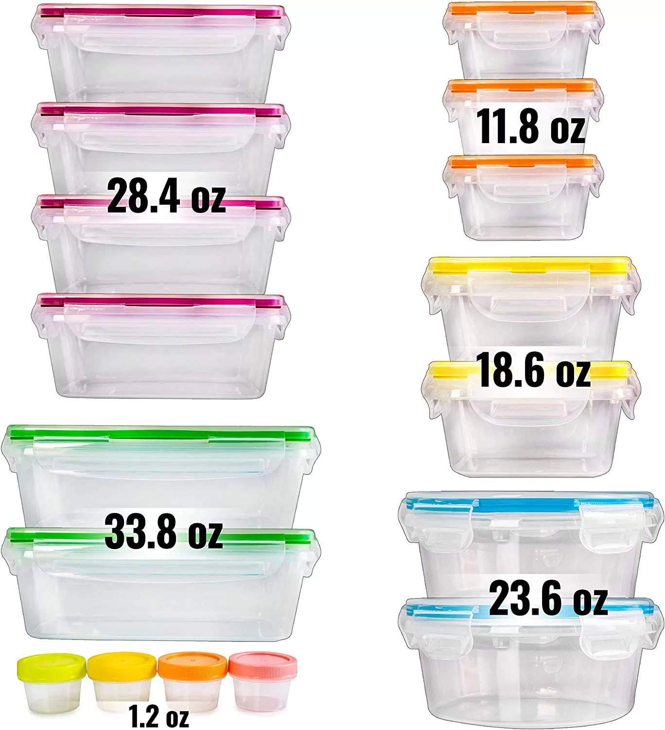 50-piece Food storage Containers Set with Lids, Plastic Leak-Proof BPA-Free Containers for Kitchen Organization, Meal Prep, Lunch Containers (Includes Labels & Pen)