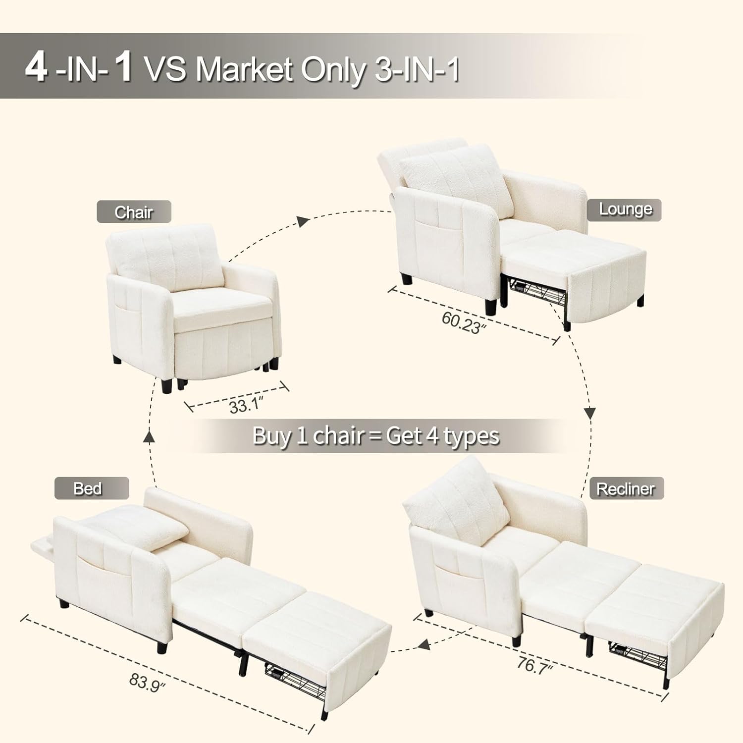 ✨Clearance sale❗Convertible Chair Bed🛏️