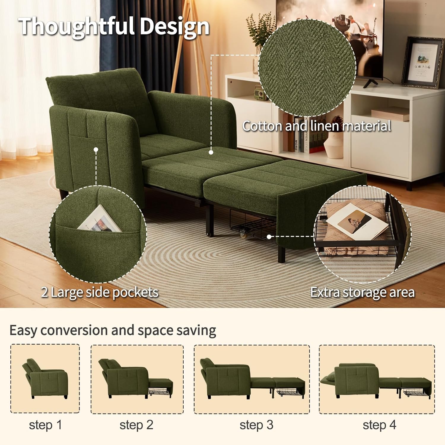 ✨Clearance sale❗Convertible Chair Bed🛏️