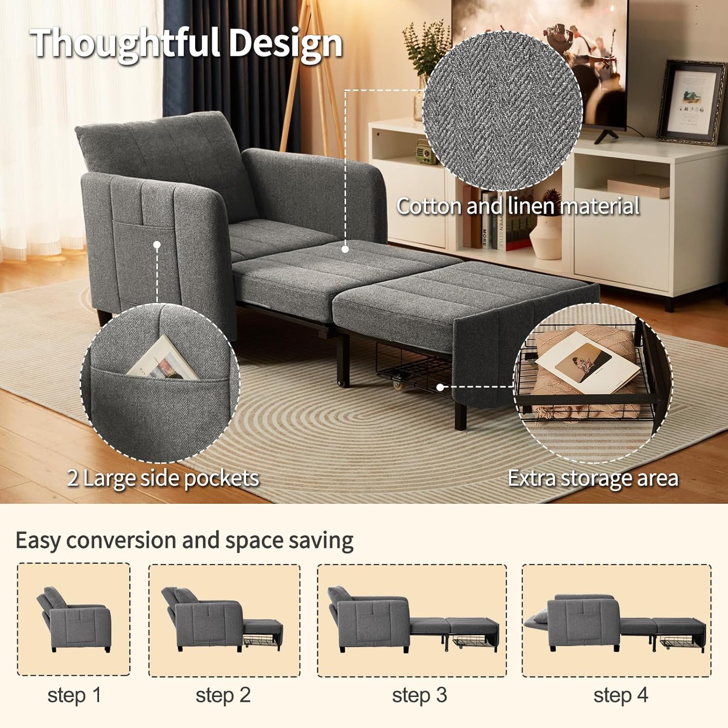 ✨Clearance sale❗Convertible Chair Bed🛏️