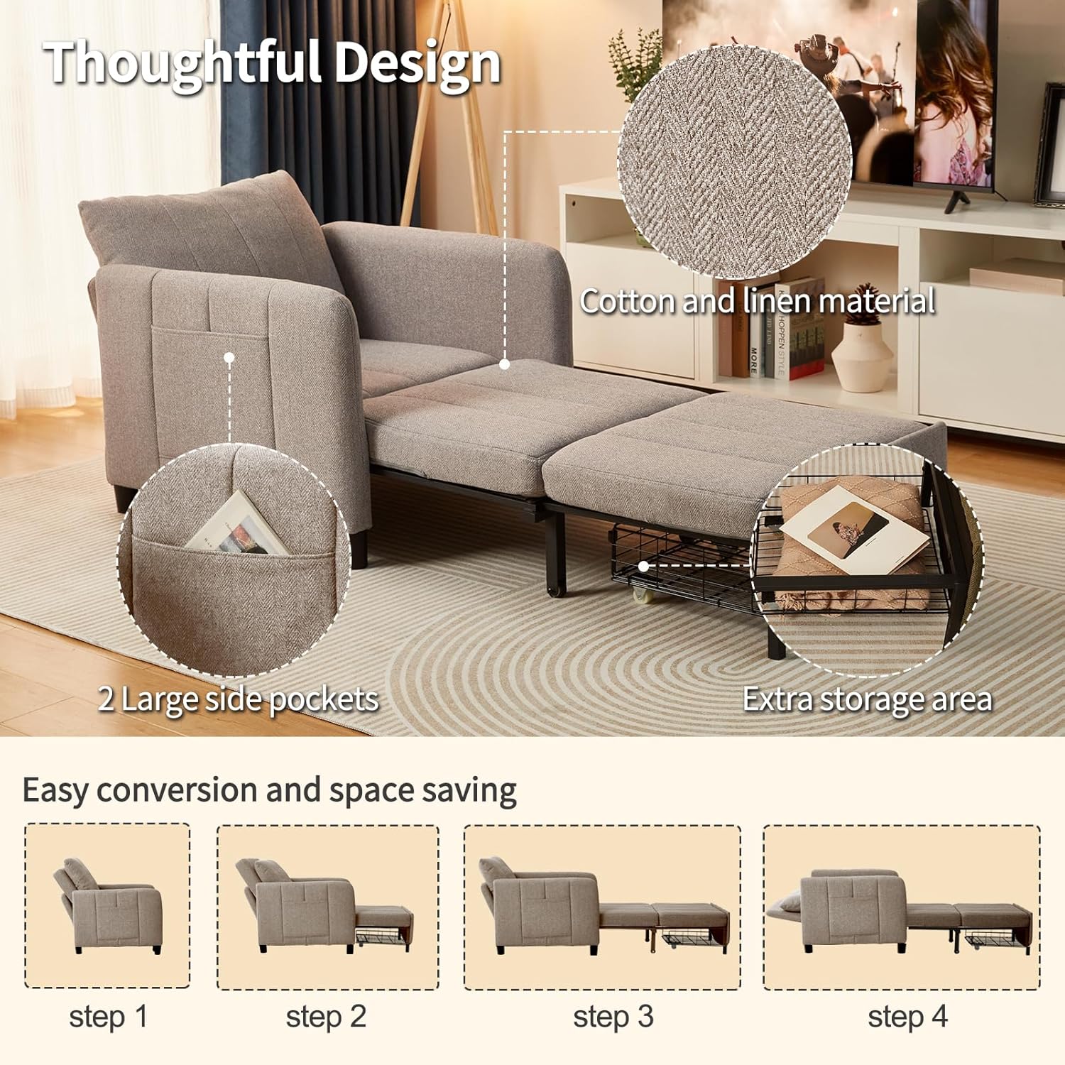 ✨Clearance sale❗Convertible Chair Bed🛏️