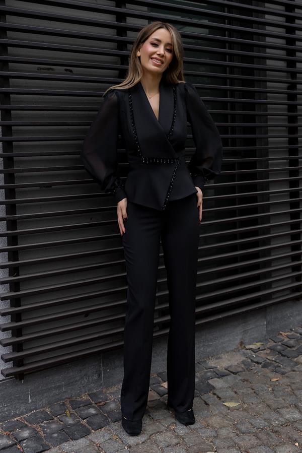 Women's Chiffon Sleeve Jacket and Pants Set
