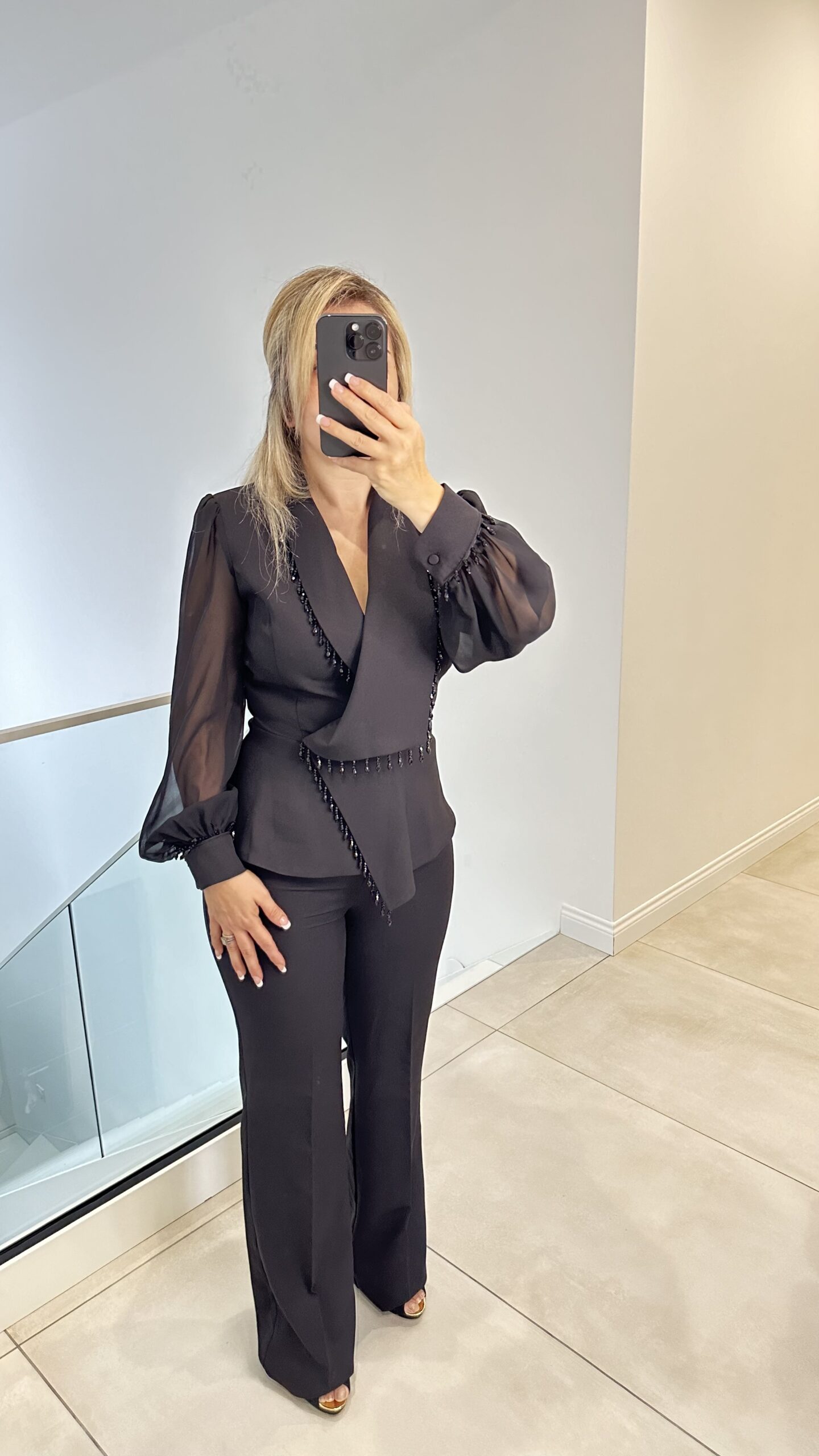 Women's Chiffon Sleeve Jacket and Pants Set