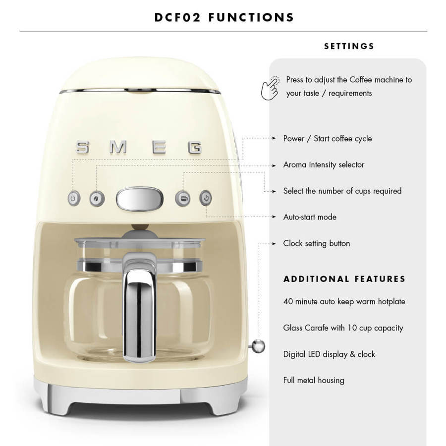DCF02CRUK Drip Coffee Machine in Cream