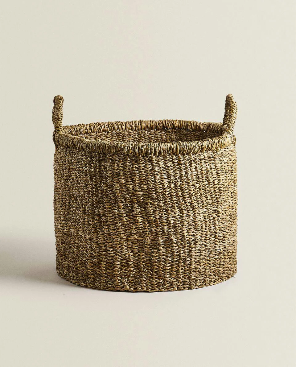 LARGE SEAGRASS BASKET WITH HANDLES
