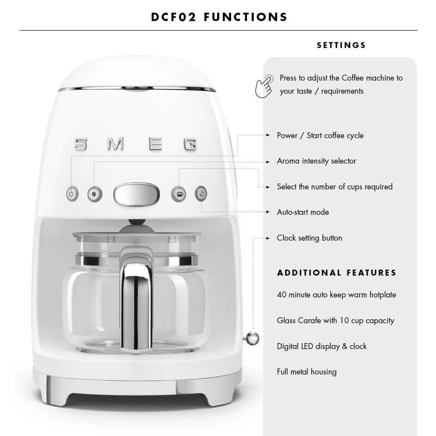 DCF02WHUK Drip Coffee Machine in White