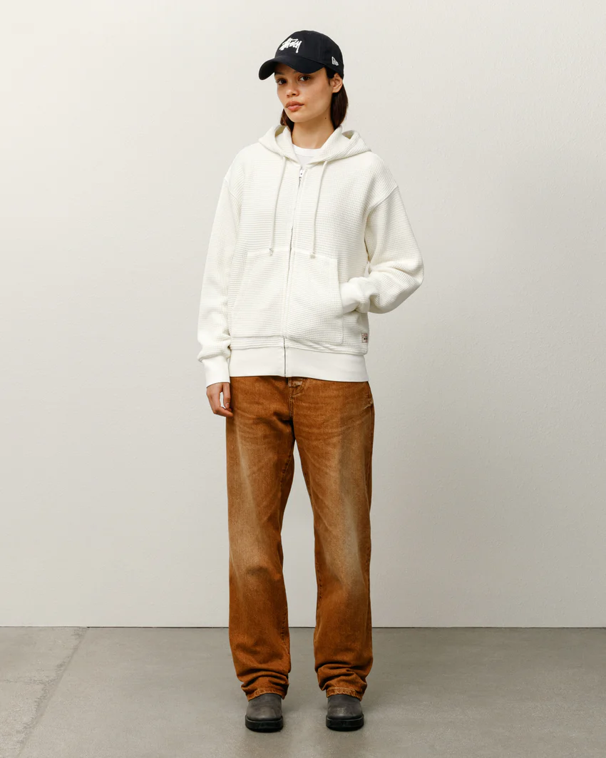 DOUBLE LAYER WAFFLE ZIP HOODIE