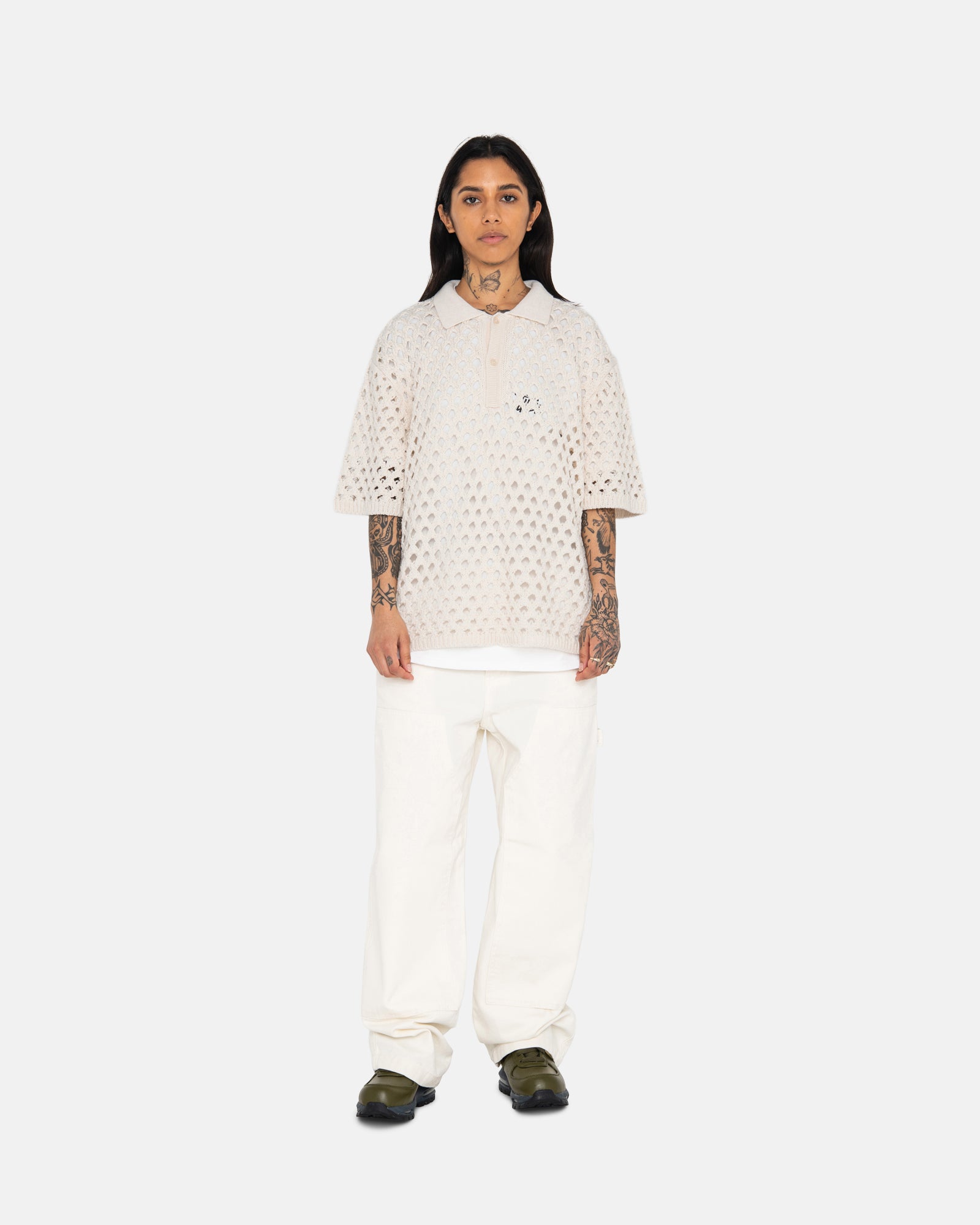 BIG MESH POLO SWEATER