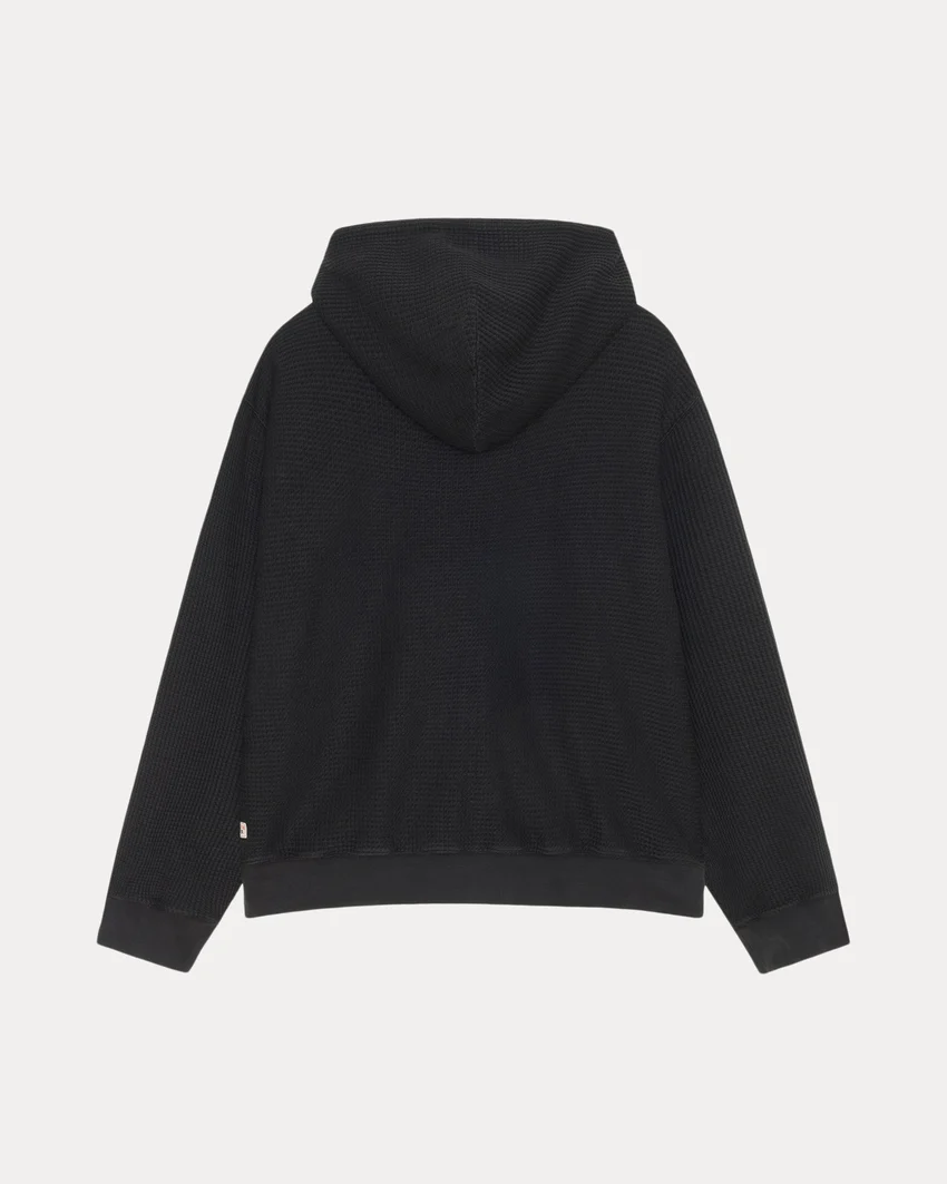 DOUBLE LAYER WAFFLE ZIP HOODIE