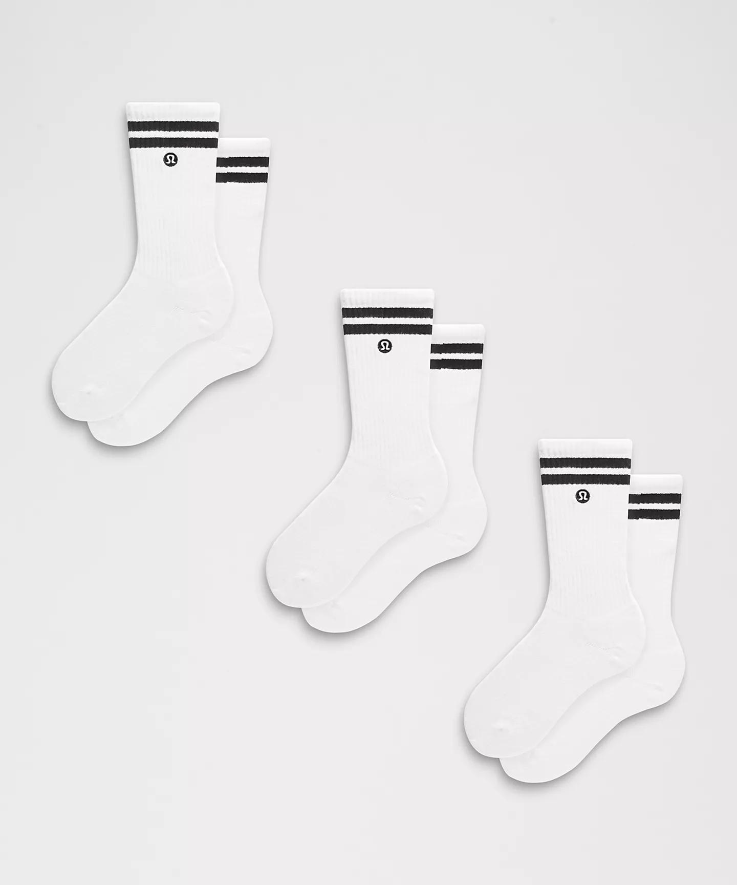Unisex Daily Essential Crew Socks 3 Pack Stripe