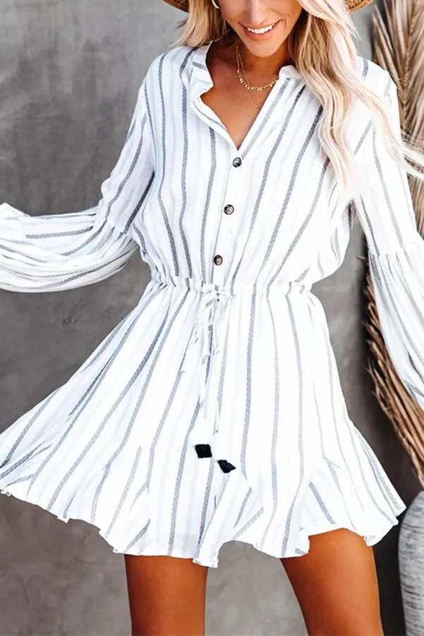 Striped Button Down Mini Dress