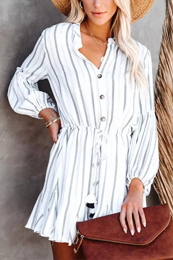 Striped Button Down Mini Dress