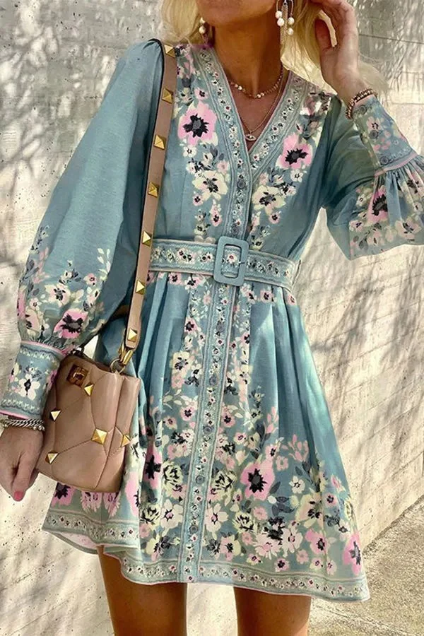 floral Belt Mini Dress