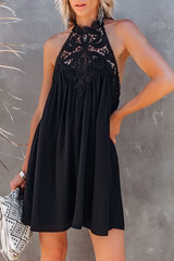 Beautiful Crochet Halter Mini Dress