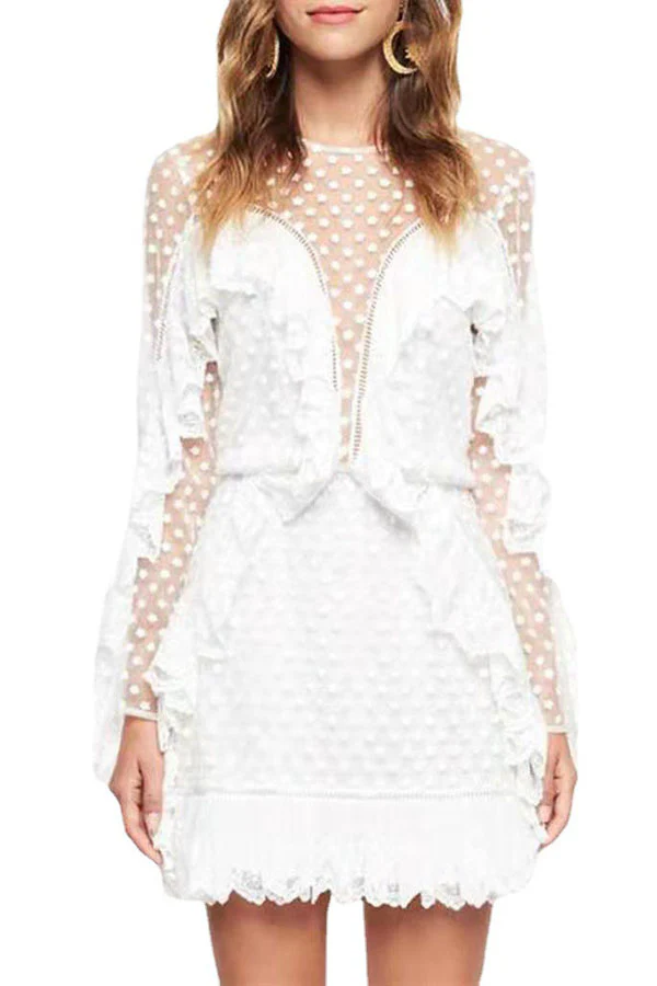 Star Cutout Lace Ruffle Dress