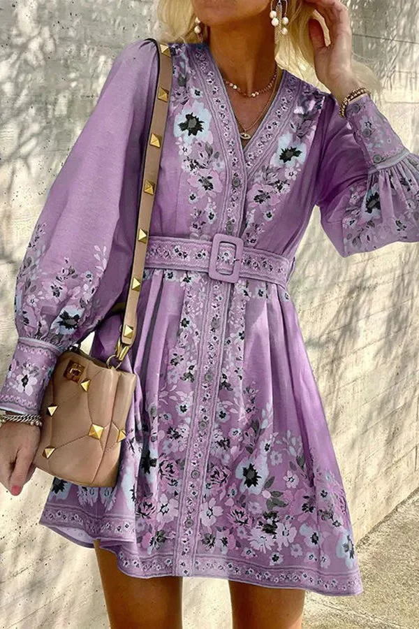 floral Belt Mini Dress