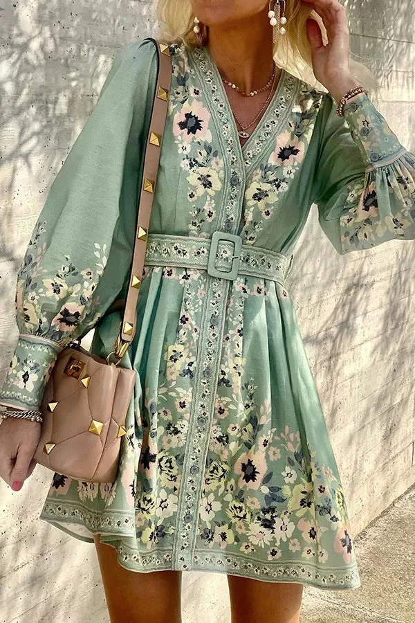 floral Belt Mini Dress