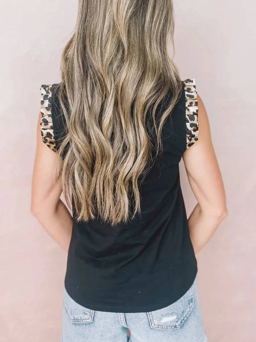 Leopard Print Round Neck Slim-fit Tank