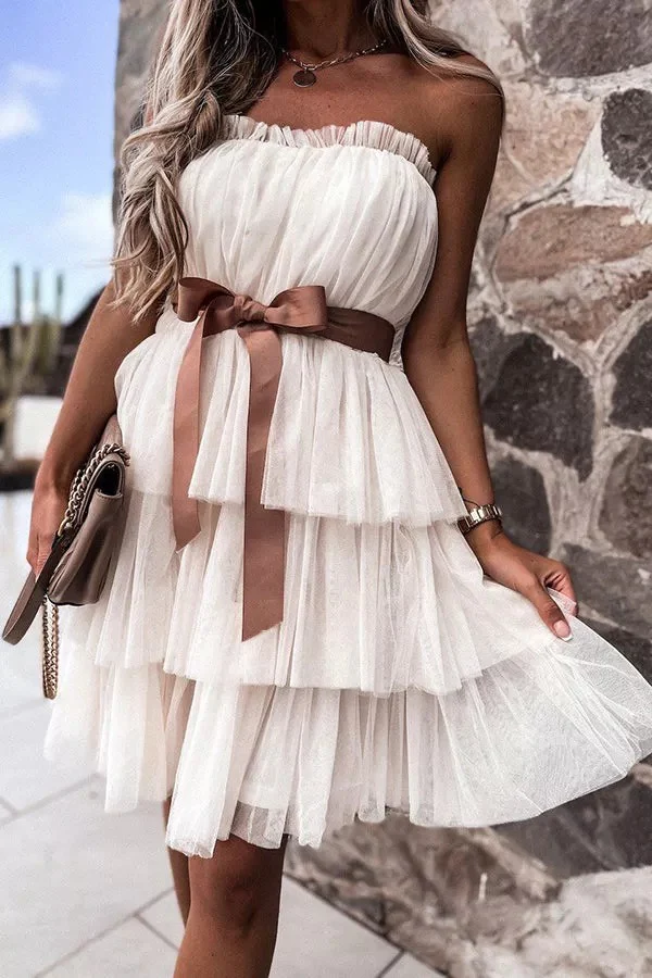 Off Shoulder Tulle Cake Dress