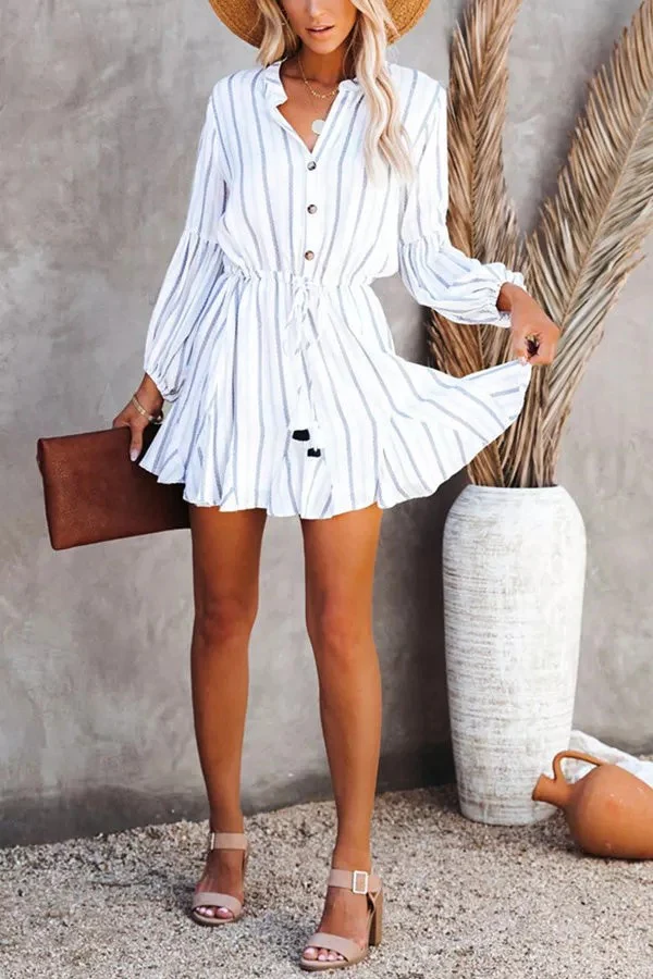 Striped Button Down Mini Dress