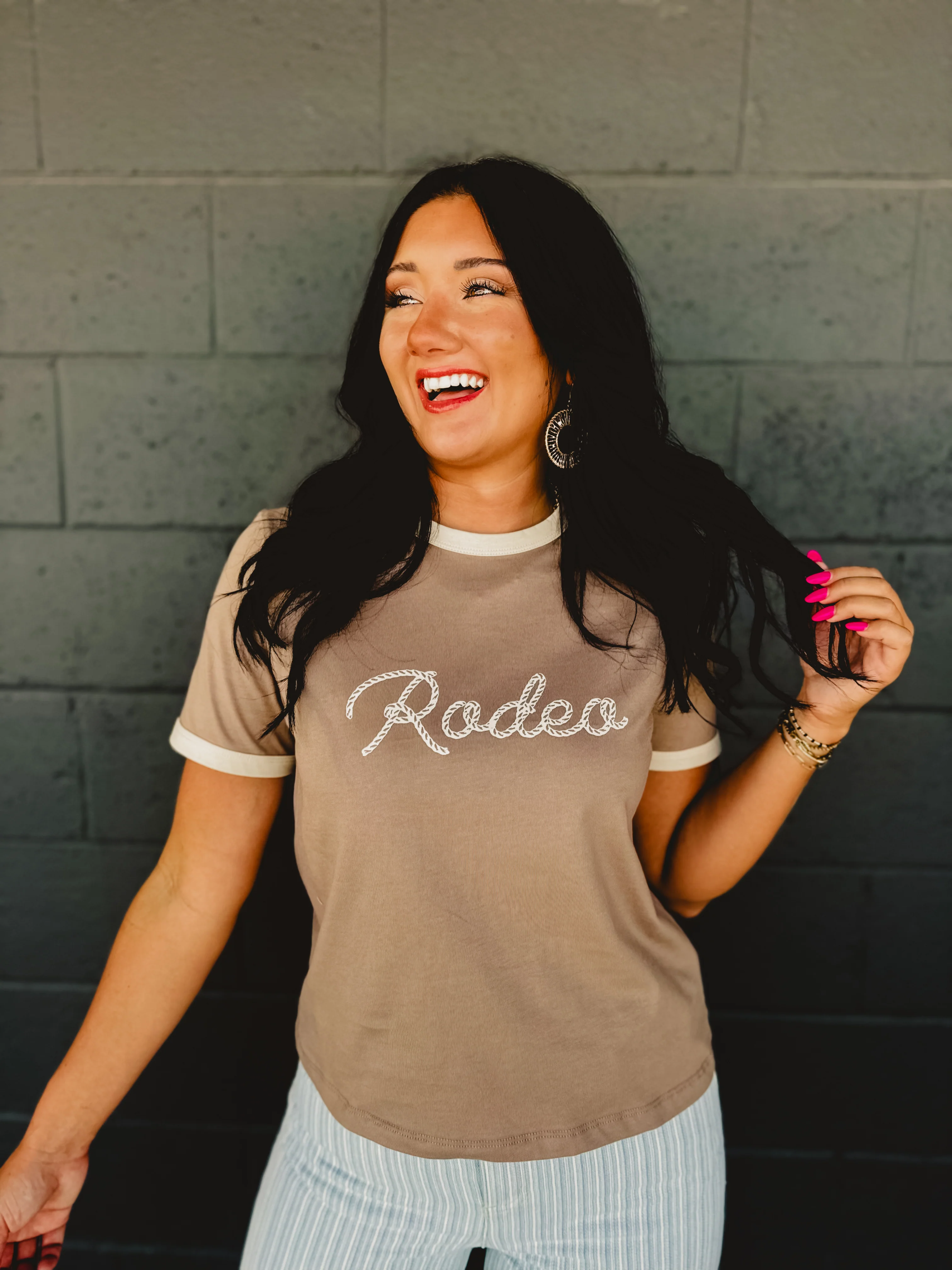 Basic Knit Tee - Mocha/Ecru