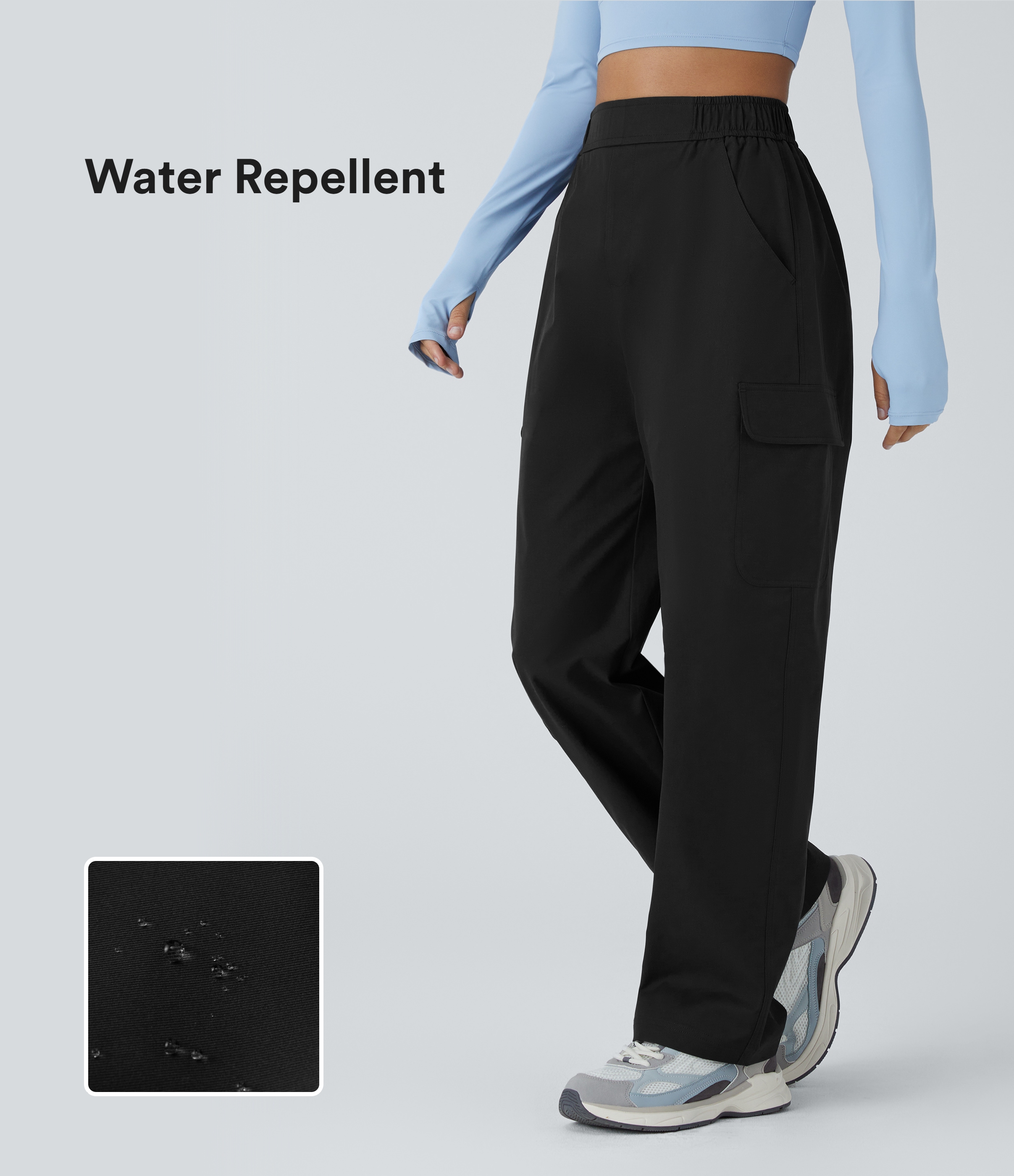 Water Repellent Wear-Resistant High Waisted Pockets Camping Cargo Pants
